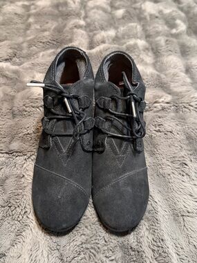 Toms Black Suede Ankle Boots Size 9